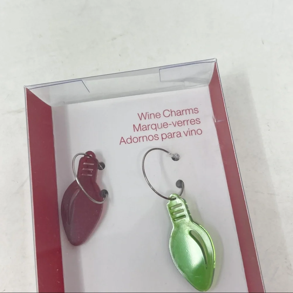 CRATE & BARREL Multicolor Christmas Bulb Wine Charms Set Of 6 New In Box